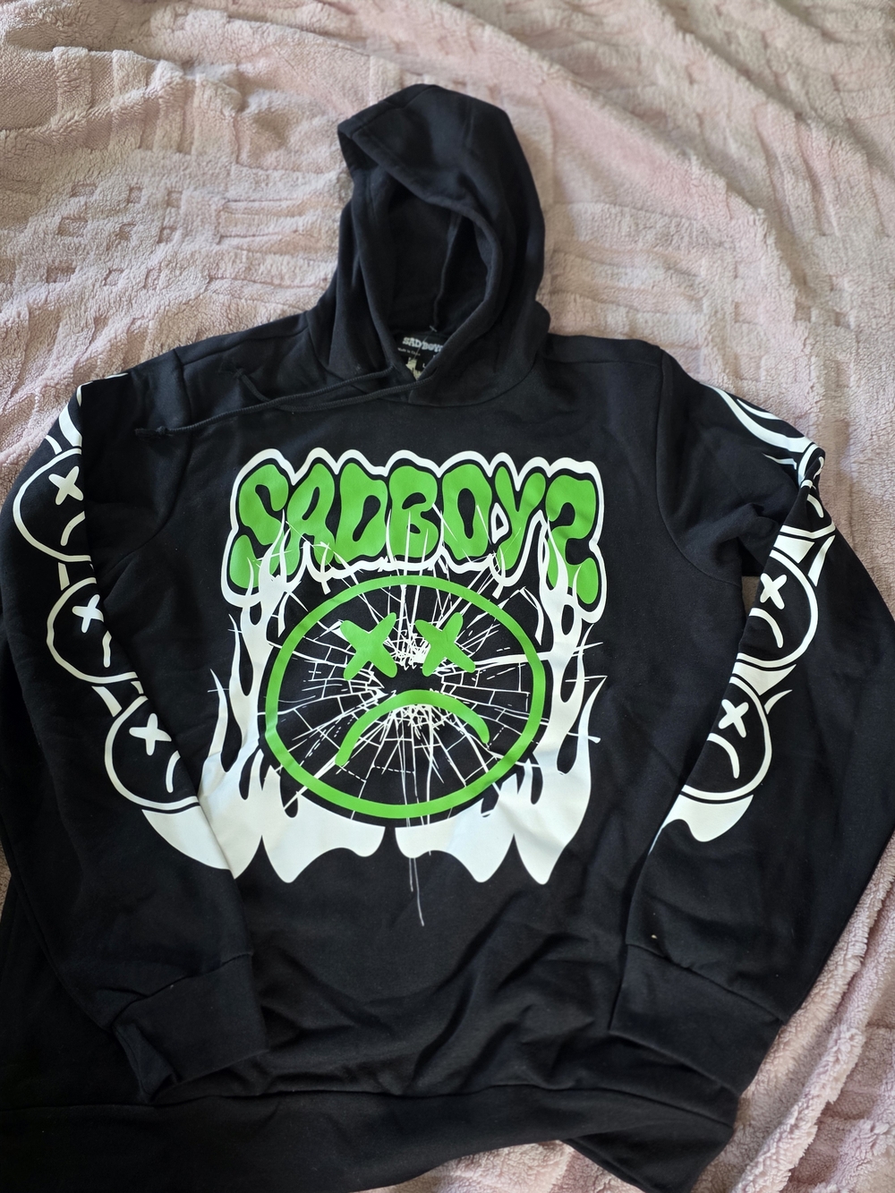Sadboyz Black Hoodie with Neon Green Graphic